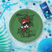 メリークリスマスタキシード猫 ペーパープレート (パーティー)