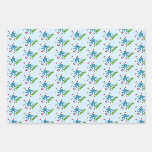 メリークリスマスタコサンタハットクリスマス ラッピングペーパーシート (正面)