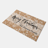 メリークリスマスタンバーラップスノーフレークパターン ドアマット (アングル)