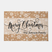 メリークリスマスタンバーラップスノーフレークパターン ドアマット (正面)