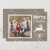 メリークリスマスタン素朴ウッド家族写真 シーズンカード (正面/裏面)