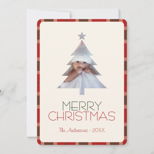 メリークリスマスタータンチェックのプレイド写真 シーズンカード (正面)