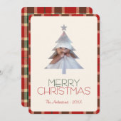 メリークリスマスタータンチェックのプレイド写真 シーズンカード (正面/裏面)