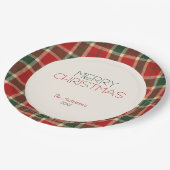 メリークリスマスタータンチェックプレイドカスタム ペーパープレート (アングル)