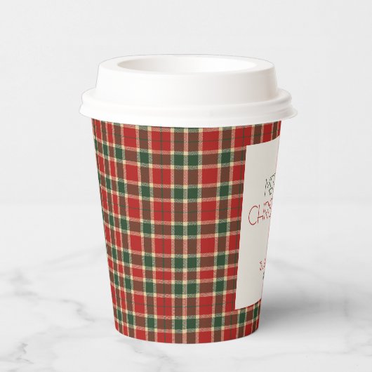 メリークリスマスタータンチェックプレイドカスタム 紙コップ (右)