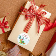 メリークリスマスタートルアイススケートで滑るシール