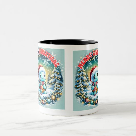 メリークリスマスタートルグリーティングマグカップ ツートーンマグカップ (中央)