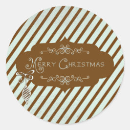 メリークリスマスダイアゴストライプルのラウンドステッカー ラウンドシール
