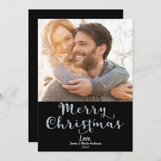 メリークリスマスダイヤモンド文字グラムホリデーフォト シーズンカード (正面/裏面)