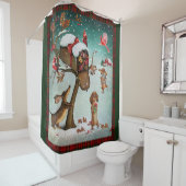 メリークリスマスダシュント愛犬家ギフト シャワーカーテン (インサイチュ)