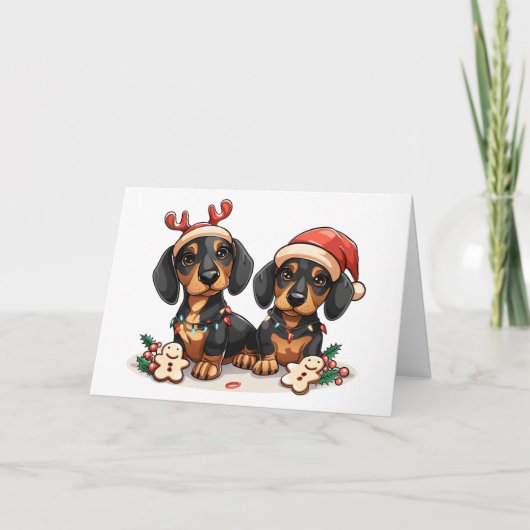 メリークリスマスダシュント犬 シーズンカード (正面)