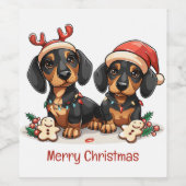 メリークリスマスダシュント犬 ワインラベル (シングルラベル)