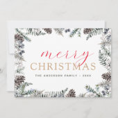 メリークリスマスダスティブルーグリーナリーホリデー シーズンカード (正面)