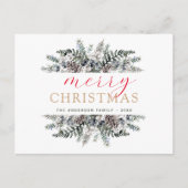 メリークリスマスダスティブルーグリーナリーホリデー シーズンポストカード (正面)