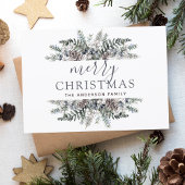 メリークリスマスダスティブルーグリーナリーホリデー シーズンポストカード