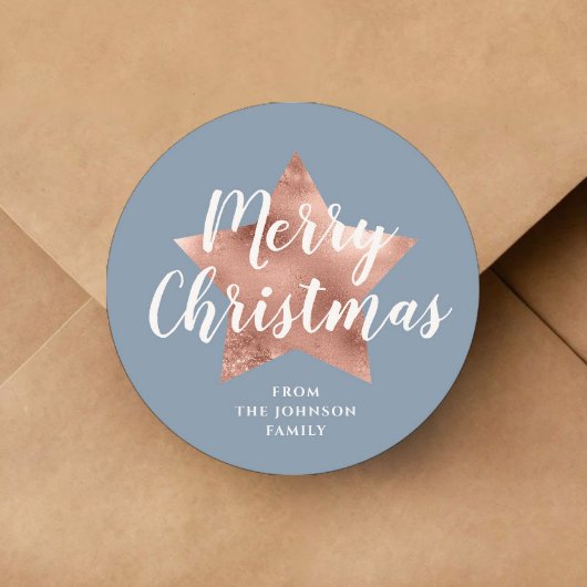 メリークリスマスダスティブルーバラ金ゴールドスター ラウンドシール