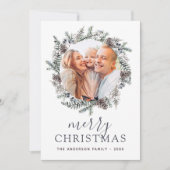 メリークリスマスダスティブルーフォトホリデー シーズンカード (正面)