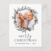 メリークリスマスダスティブルーフォトホリデー シーズンポストカード (正面)