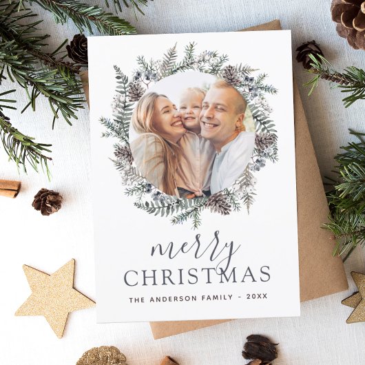 メリークリスマスダスティブルーフォトホリデー シーズンポストカード