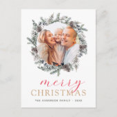 メリークリスマスダスティブルーフォトホリデー シーズンポストカード (正面)