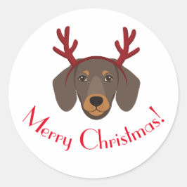 メリークリスマスダッおもしろいシュントのトナカイのシール ラウンドシール