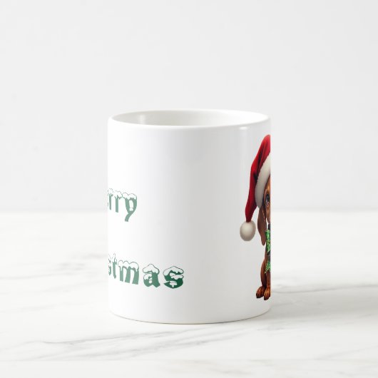 メリークリスマスダックスシャント子犬 コーヒーマグカップ (中央)