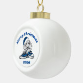 メリークリスマスダックスシャント子犬 セラミックボールオーナメント (右)