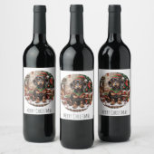 メリークリスマスダックスシャンドドッグス小妖精や小人 ワインラベル (ボトル)