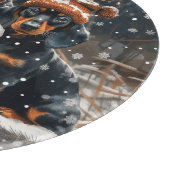 メリークリスマスダックスシャンドドッグス雪だるま カッティングボード (角)