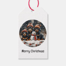 メリークリスマスダックスシャンドドッグス雪だるま ギフトタグ