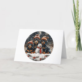 メリークリスマスダックスシャンドドッグス雪だるま シーズンカード