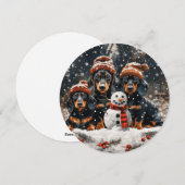 メリークリスマスダックスシャンドドッグス雪だるま シーズンカード (正面/裏面)