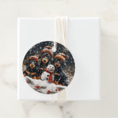 メリークリスマスダックスシャンドドッグス雪だるま フェイバータグ (インサイチュ)