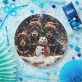 メリークリスマスダックスシャンドドッグス雪だるま ペーパープレート (パーティー)