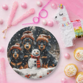 メリークリスマスダックスシャンドドッグス雪だるま ペーパープレート (パーティー)