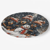 メリークリスマスダックスシャンドドッグス雪だるま ペーパープレート (アングル)