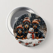 メリークリスマスダックスシャンドドッグス雪だるま 缶バッジ (正面&裏面)