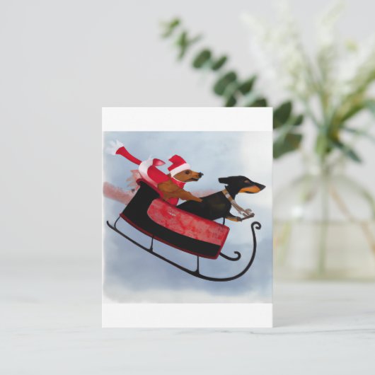 メリークリスマスダックスシュントそりのカード シーズンカード (スタンド正面)