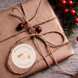 メリークリスマスダックスシュントとプレゼント ラウンドシール