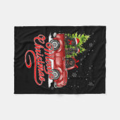 メリークリスマスダックスシュント犬の恋人サンタトナカイ フリースブランケット (正面(横))