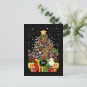 メリークリスマスダックスフントクリスマスツリークリスマスドッグ ポストカード (スタンド正面)