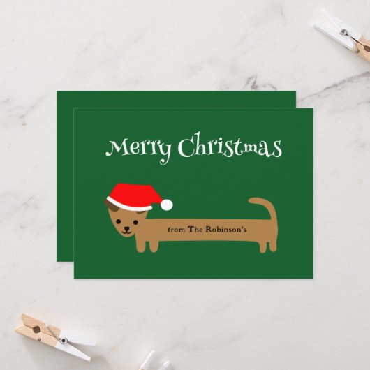 メリークリスマスダッシュントカスタムファミリークリスマス カード (正面/裏面インサイチュ)