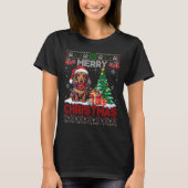メリークリスマスダッシュント犬の恋人ファミリー醜いXm Tシャツ (正面)