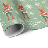 メリークリスマスダッシュンドドッグホリデー ラッピングペーパー (ロールコーナー)