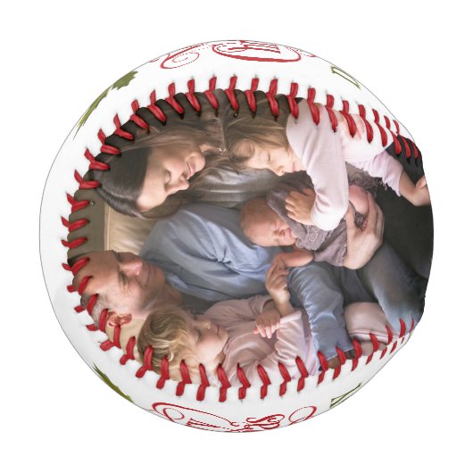 メリークリスマスダディーレッドグリーンタイポグラフィ写真 野球ボール (正面左)