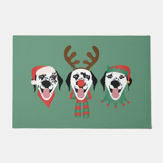 メリークリスマスダルマチアの犬 ドアマット (正面)