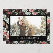 メリークリスマスダークエレガントフローラ写真 シーズンカード (正面/裏面)