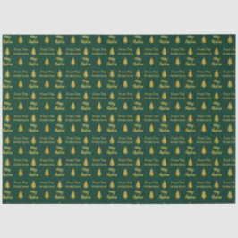 メリークリスマスダークグリーンと金ゴールド名の木 薄葉紙