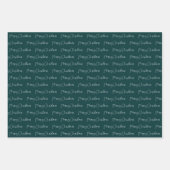 メリークリスマスダークティール（緑がかった色）フェスティバル休日 ラッピングペーパーシート (正面3)