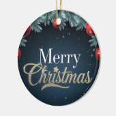 メリークリスマスダークブルーとレッドオーナメント セラミックオーナメント (左)